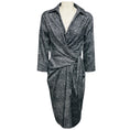 Load image into Gallery viewer, Samantha Sung Black / White Tweed Print Cotton Stretch Wrap Dress