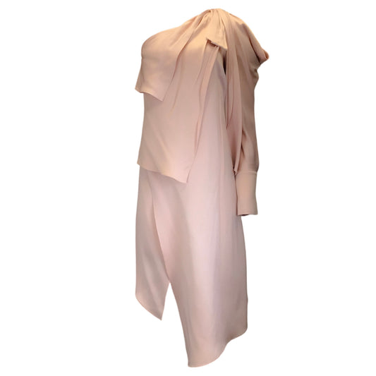 Monse Blush Pink One Shoulder Satin Midi Dress