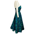 Load image into Gallery viewer, Mac Duggal Blue / Green Floral Jacquard Strapless A-Line Flared Midi Cocktail Dress
