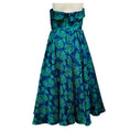 Load image into Gallery viewer, Mac Duggal Blue / Green Floral Jacquard Strapless A-Line Flared Midi Cocktail Dress