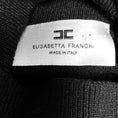 Load image into Gallery viewer, Elisabetta Franchi Black / White Viscose Knit Turtleneck Sweater Top with Cotton Poplin Hem and Belt