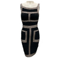 Load image into Gallery viewer, Herve Leger Black Bead Embellished Stretch Knit Bandage Cocktail Dress