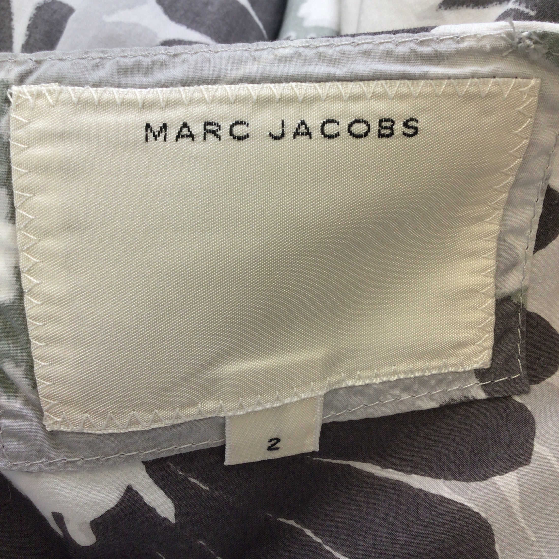 Marc Jacobs White / Grey Multi Floral Printed Sleeveless Cotton Dress