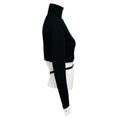 Load image into Gallery viewer, Elisabetta Franchi Black / White Viscose Knit Turtleneck Sweater Top with Cotton Poplin Hem and Belt