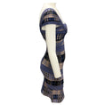 Load image into Gallery viewer, Herve Leger Blue / Taupe Cap Sleeved Stretch Knit Bandage Cocktail Dress