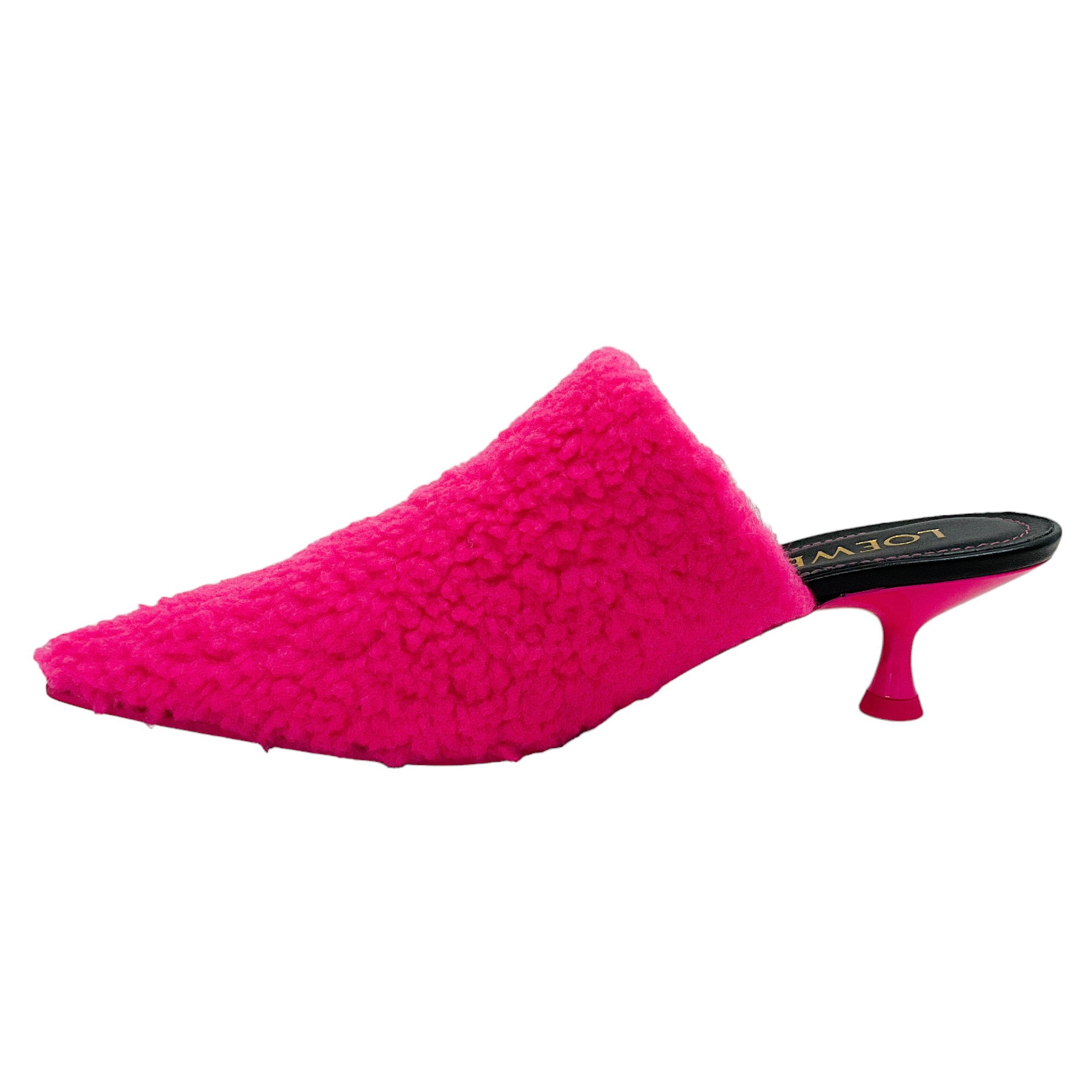 Loewe Neon Pink Fleece Pointy Mules