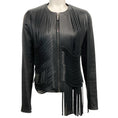 Load image into Gallery viewer, Nour Hammour Black Leather Fringe Jacket