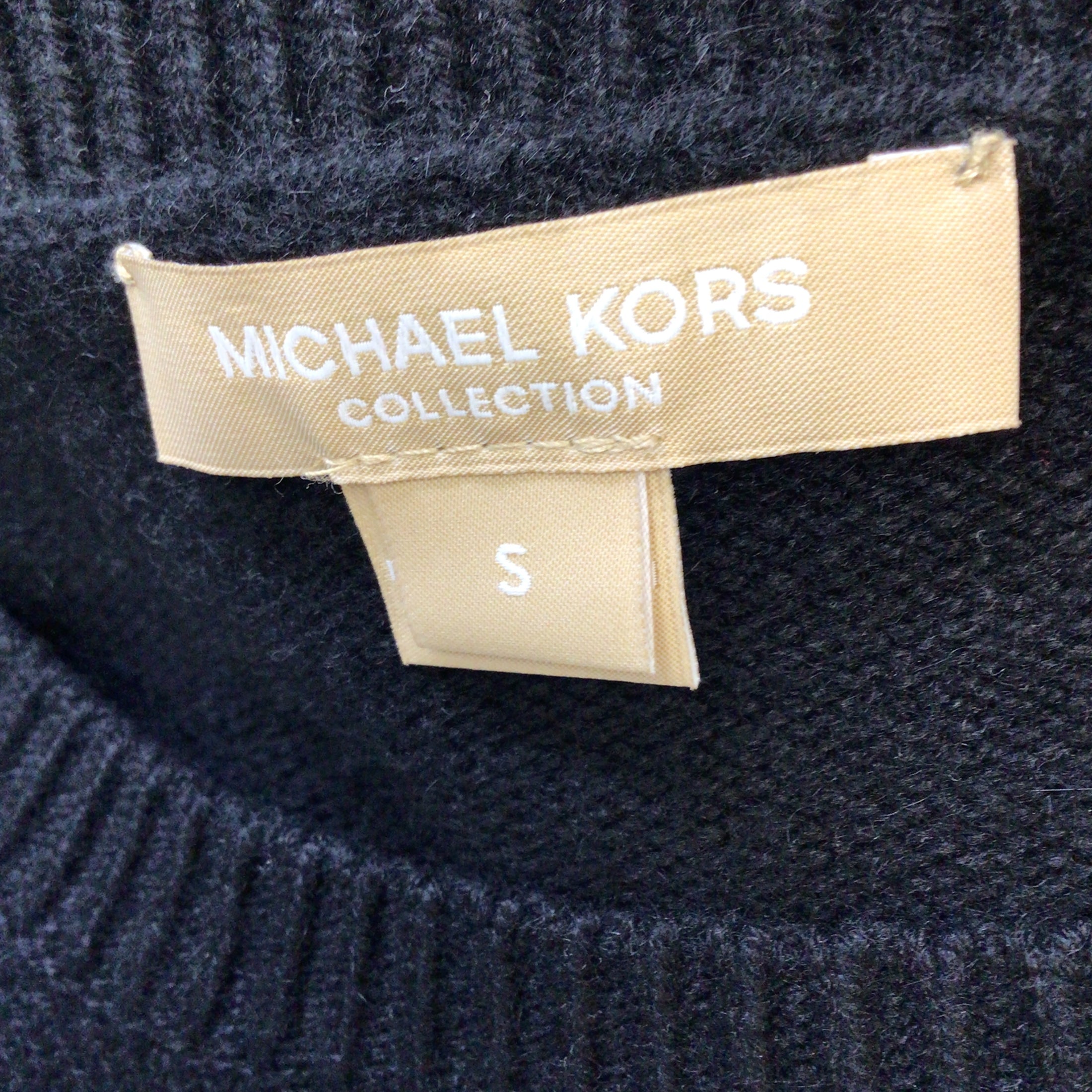 Michael Kors Collection Black Mink-Cuffed Cashmere Pullover Sweater