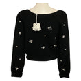 Load image into Gallery viewer, Simkhai Black Crystal Embellished Wool and Cashmere Knit Cardigan Sweater