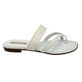 Load image into Gallery viewer, Manolo Blahnik White Python Skin Leather Flat Slide Sandals