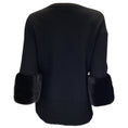 Load image into Gallery viewer, Michael Kors Collection Black Mink-Cuffed Cashmere Pullover Sweater
