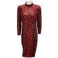 Load image into Gallery viewer, Akris Burgundy Sequined Long Sleeved Cocktail Dress