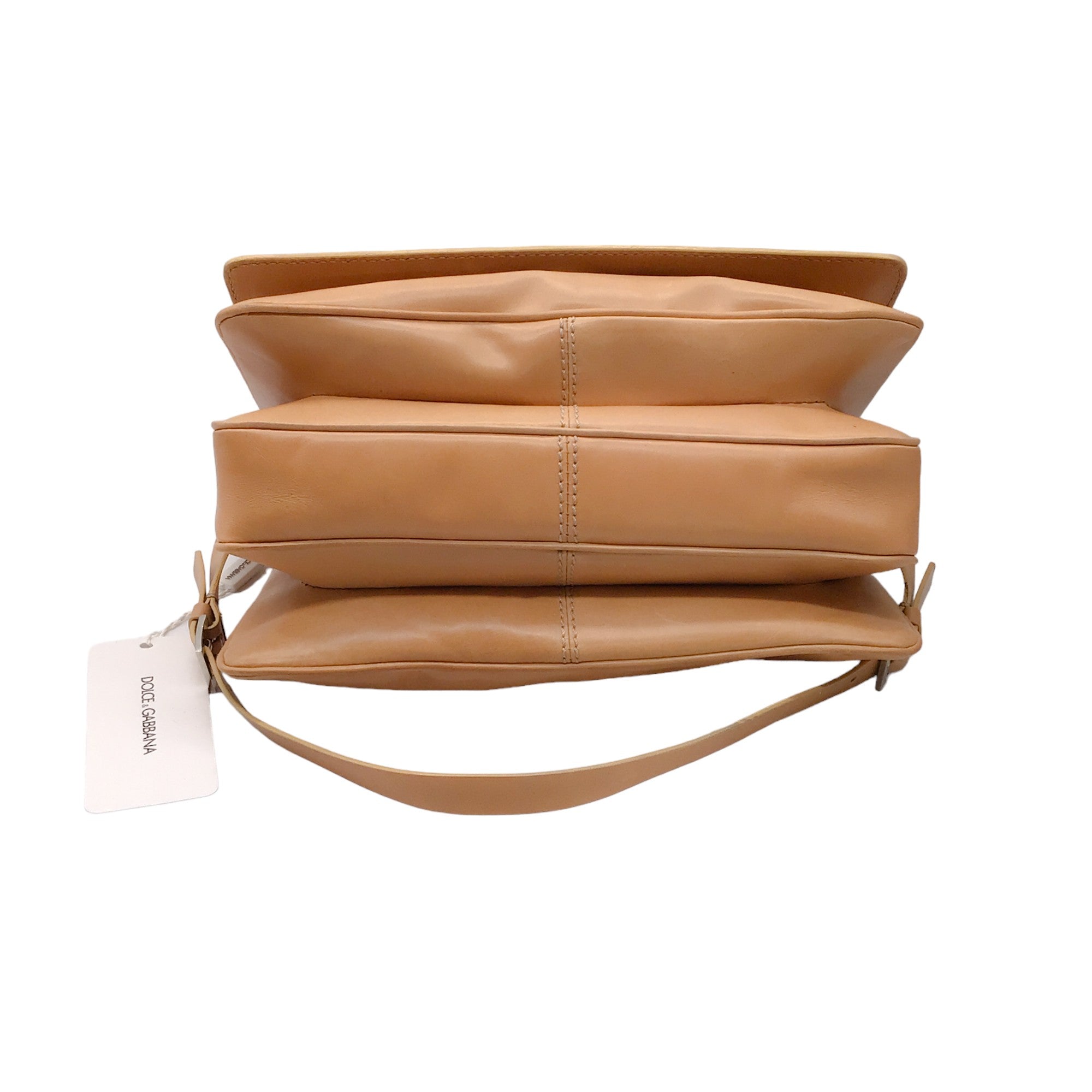 Dolce & Gabbana Beige Calfskin Leather Flap Shoulder Bag