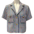Load image into Gallery viewer, Maje Blue Multi Tweed Vizam Short Sleeved Jacket