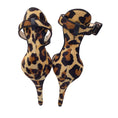 Load image into Gallery viewer, Sophia Webster Tan / Brown / Black Leopard Printed Calf Hair Ankle Strap Sandals

