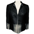 Load image into Gallery viewer, Akris Black Sheer Grid Pattern Silk Jacket with Lambskin Leather Trim