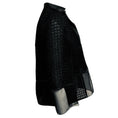Load image into Gallery viewer, Akris Black Sheer Grid Pattern Silk Jacket with Lambskin Leather Trim
