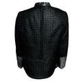 Load image into Gallery viewer, Akris Black Sheer Grid Pattern Silk Jacket with Lambskin Leather Trim