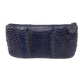 Load image into Gallery viewer, Bottega Veneta Navy Blue Python Skin Leather Zip Pouch Bag
