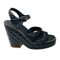Load image into Gallery viewer, Chanel Black Quilted Leather Platform Sandals with Braided Straps and Gold Chain Trim