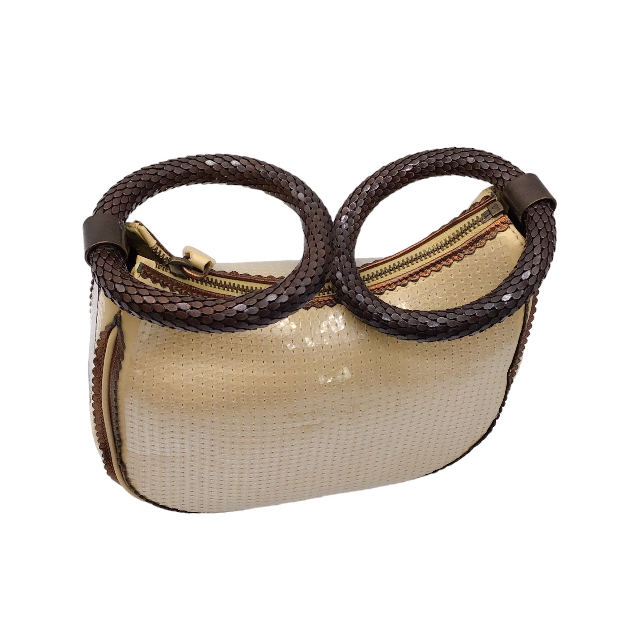 Tod's Ivory Sequined Double Top Handle Mini Evening Bag