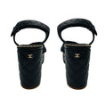 Load image into Gallery viewer, Chanel Black Quilted Leather Platform Sandals with Braided Straps and Gold Chain Trim