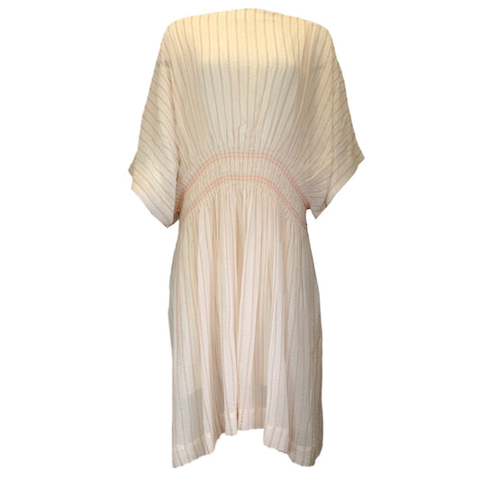 Chloe Ivory / Orange Striped Silk Chiffon Midi Dress
