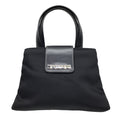 Load image into Gallery viewer, Bvlgari Black Leather Trimmed Mini Nylon Top Handle Bag
