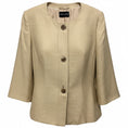 Load image into Gallery viewer, Rena Lange Champagne Beige Collarless Button Front Silk Blazer Jacket