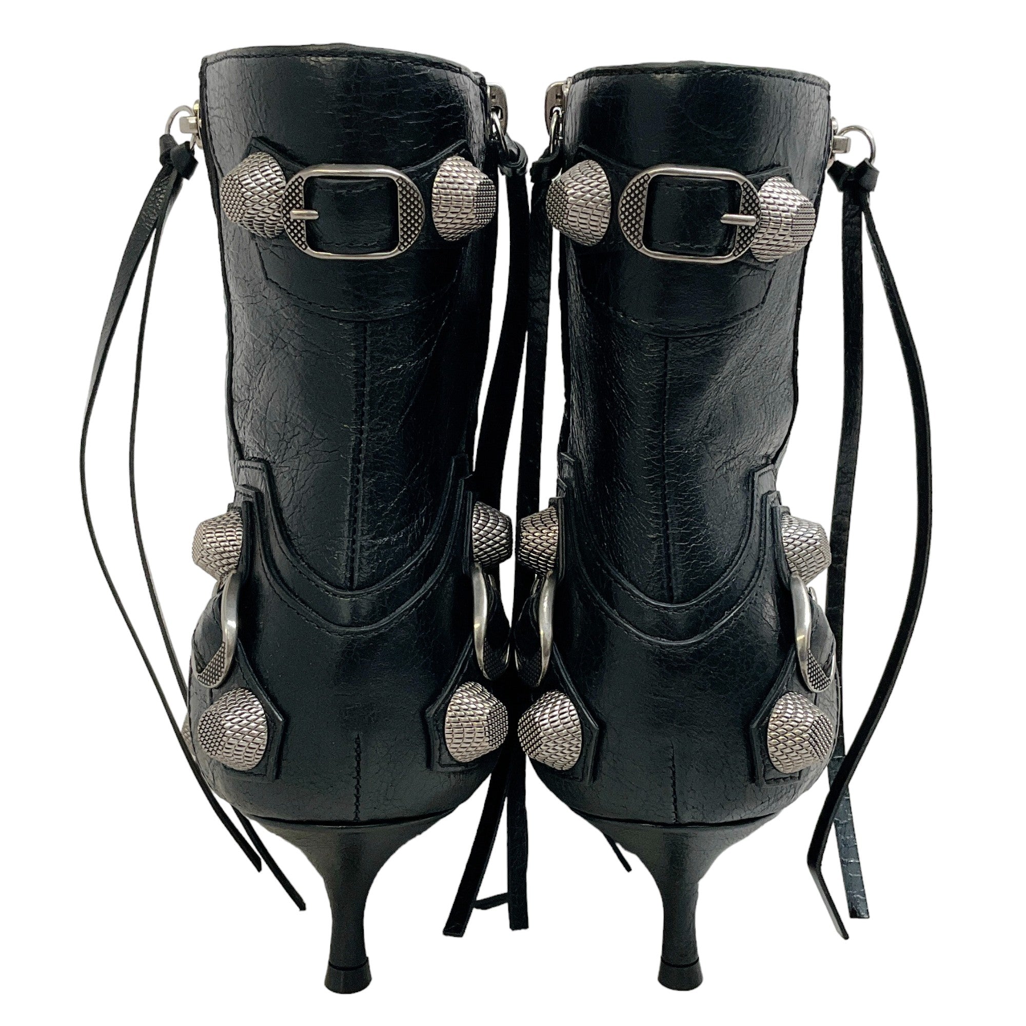 Balenciaga Black Leather Cagole Booties
