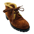 Load image into Gallery viewer, Prada Brown / Tan Shearling Lined Suede Ankle Boots with Lug Soles