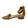 Load image into Gallery viewer, Gianvito Rossi Beige / Gold Studded Suede Ankle Strap Flat Sandals
