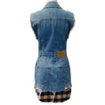 Load image into Gallery viewer, Moschino Jeans Blue Denim Sleeveless Dress with Flannel Check Hem