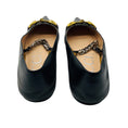 Load image into Gallery viewer, Gucci Black / Gold / Silver Horsebit and Chain Detail Pointed Toe Leather Flats