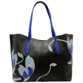Load image into Gallery viewer, Tod's Brown / Cobalt Blue Floral Motif Tote