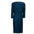 Load image into Gallery viewer, Carolina Herrera Navy Blue Long Sleeved Floral Jacquard Midi Dress