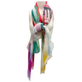 Load image into Gallery viewer, Chanel Multi Printed Fringed Large Sheer Scarf