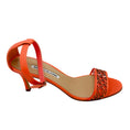 Load image into Gallery viewer, Manolo Blahnik Coral Pink Lasercut Leather Ankle Strap Sandals