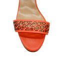 Load image into Gallery viewer, Manolo Blahnik Coral Pink Lasercut Leather Ankle Strap Sandals
