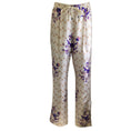 Load image into Gallery viewer, Snow Xue Gao Beige / Purple Multi Bleeker Floral Print Silk Pants
