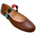Load image into Gallery viewer, Gianvito Rossi Brown Leather Shanti Embellished Mary Jane Flats