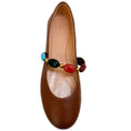 Load image into Gallery viewer, Gianvito Rossi Brown Leather Shanti Embellished Mary Jane Flats