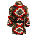 Load image into Gallery viewer, Brunello Cucinelli Red / Grey / Beige Multi Chunky Knit Belted Cardigan with Sequin Embellishments