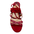 Load image into Gallery viewer, Tamara Mellon Deep Red Snakeskin Print and Suede Sandals