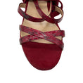 Load image into Gallery viewer, Tamara Mellon Deep Red Snakeskin Print and Suede Sandals