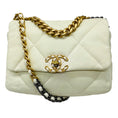 Load image into Gallery viewer, Chanel Cream CC Logo Quilted Leather Medium Chanel 19 Flap Shoulder Bag with Chain Straps and Mixed Metal Hardware