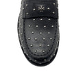 Load image into Gallery viewer, Tory Burch Black / Silver Studded Classic Leather Loafers