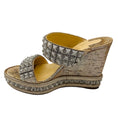 Load image into Gallery viewer, Christian Louboutin Champagne Metallic Studded Wedge Sandals