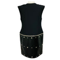Load image into Gallery viewer, Sonia Rykiel Black / Silver Stud Embellished Crepe and Crinkled Leather Dress with Zipper Detail