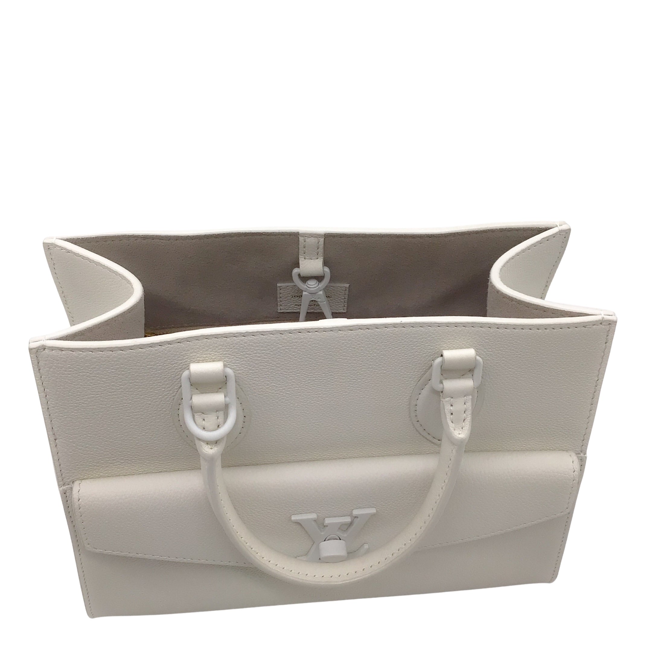 Louis Vuitton White Lockme Monochrome PM Leather Tote Handbag